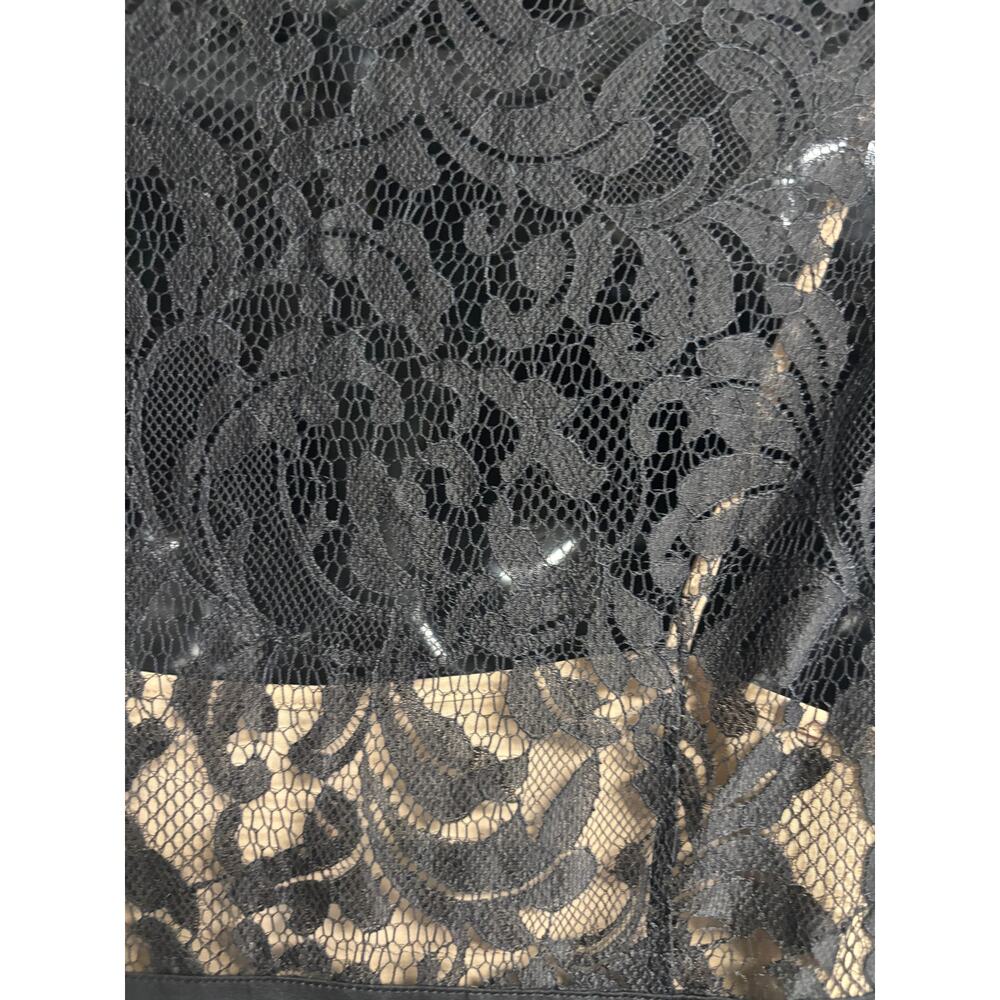 Ann Taylor Loft Black Lace Fit & Flare Dress Size 2 Nude Lined Midi Cocktail EUC - Picture 7 of 10